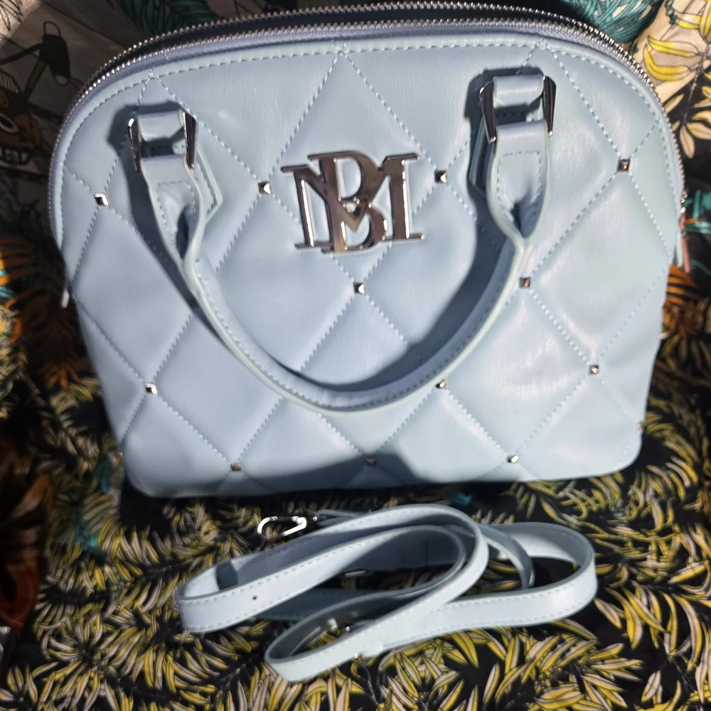 NWOT Badgley Mischka Sky Blue Quilted Satchel With Crossbody Strap